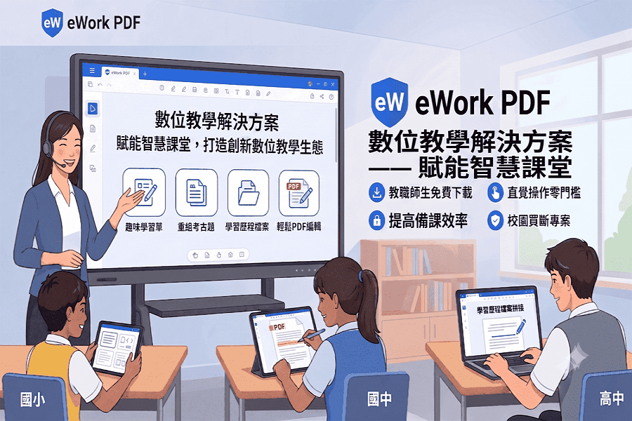 eWork PDF 數位教學智慧校園示意圖